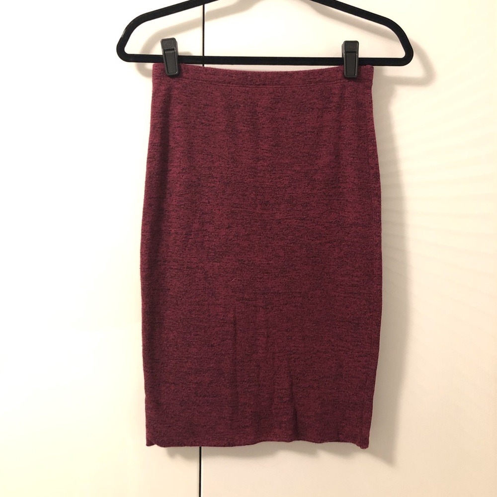 Red burnout mini skirt